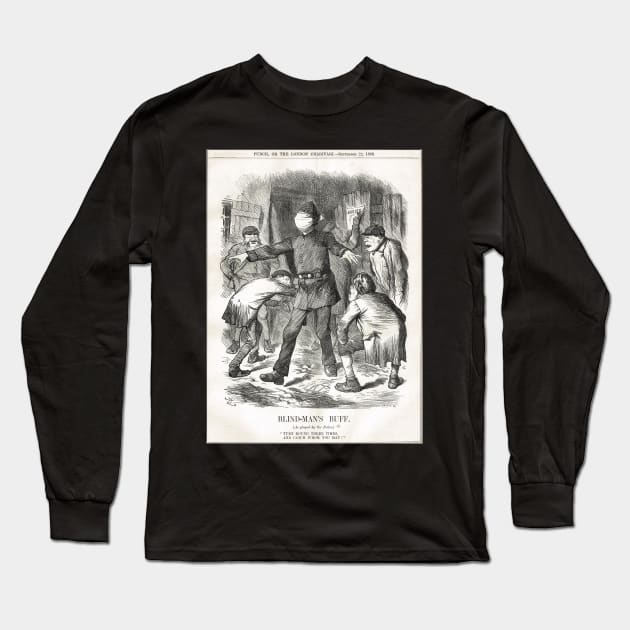 Jack the Ripper Punch Cartoon Blind Man's Buff 1888 Long Sleeve T-Shirt by artfromthepast